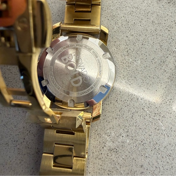 Movado Women\'s BOLD All Gold Stainless Steel Crystal Dot 36mm Watch New Battery main image 11